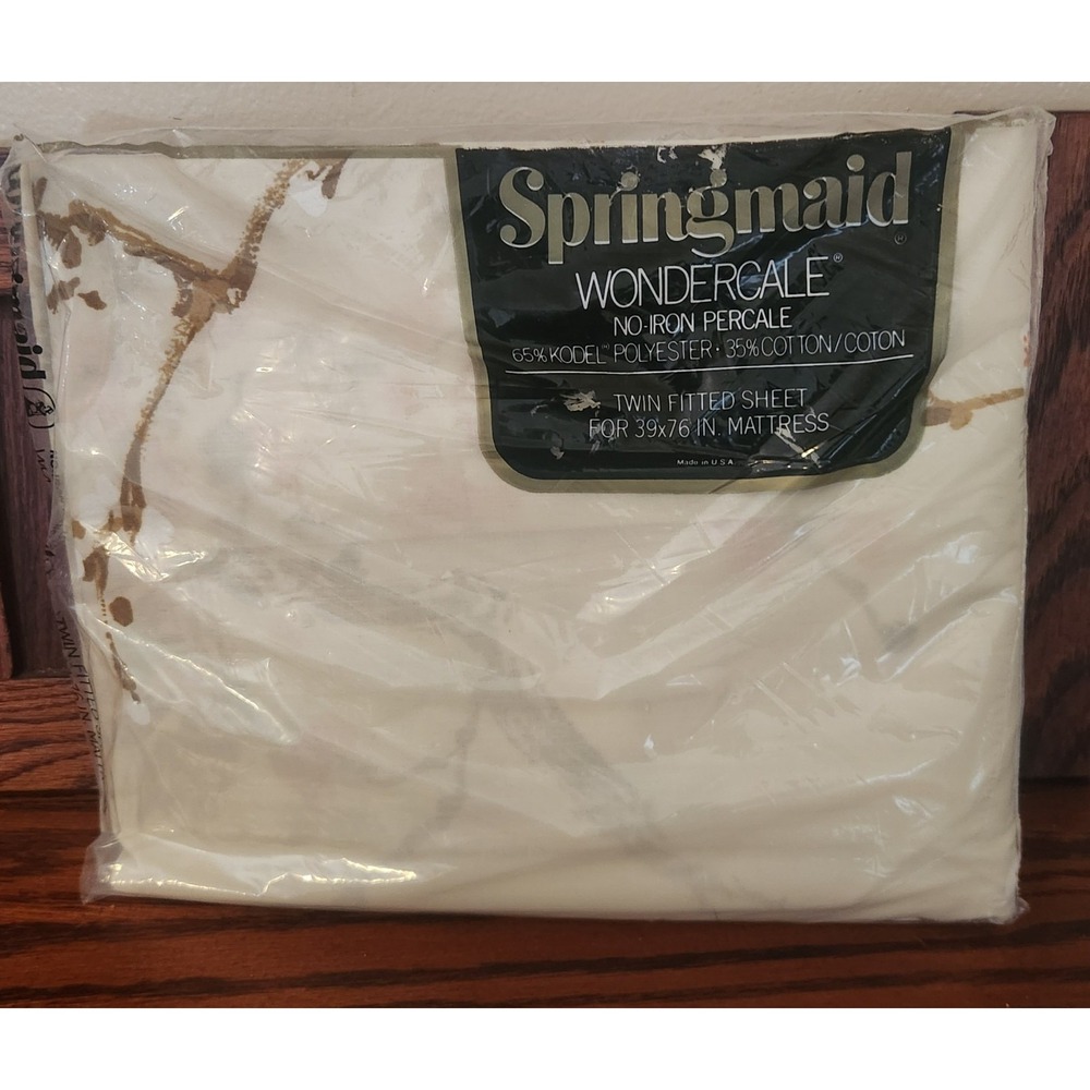 NEW Vintage Springmaid‎ Wondercale Floral Twin Fitted Sheet NOS USA Made